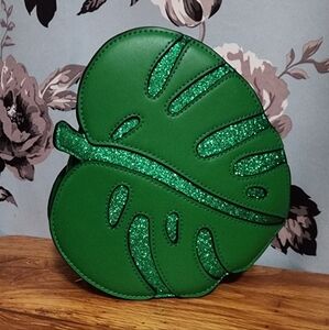 Glittery Green Leaf Crossbody Bag